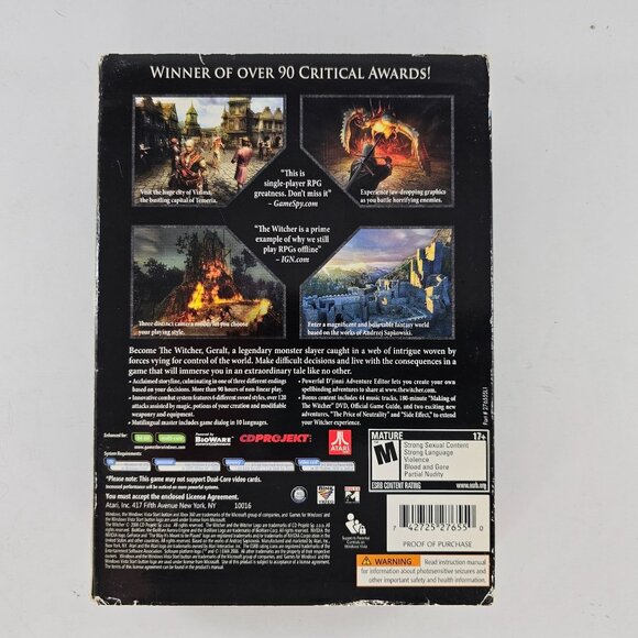 Witcher Enhanced Edition PC Fantasy RPG w/ Slip Cover Complete 4 Discs 2008 - Picture 2 of 11